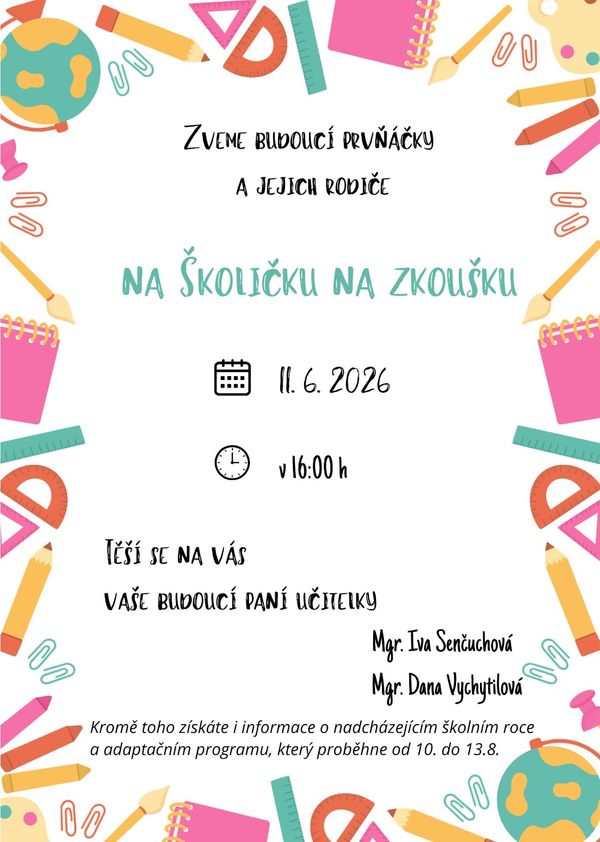 Pozvání pro budoucí prvňáky