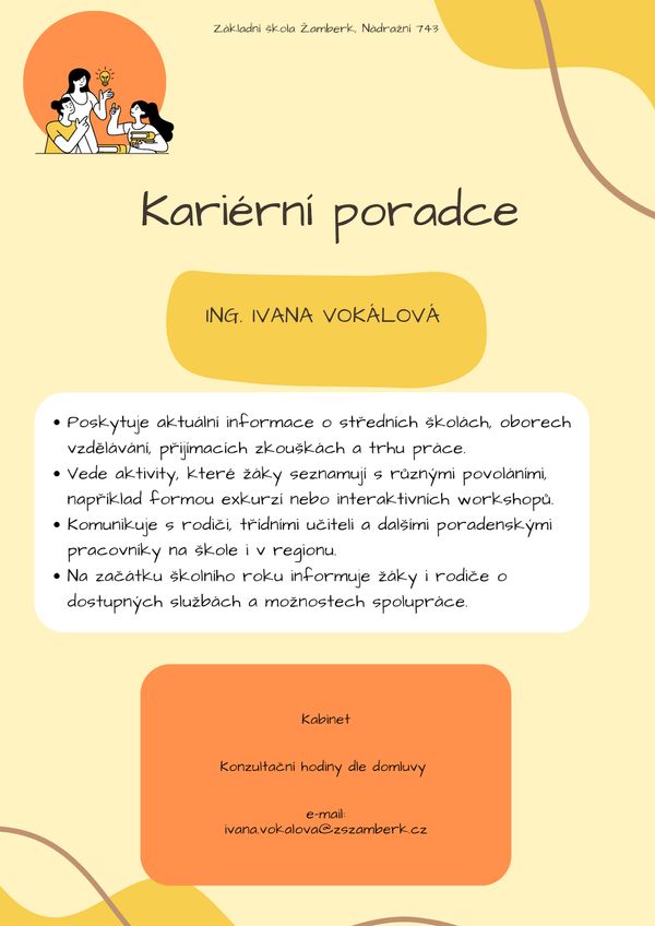 Plakát s informacemi o práci kariérního poradce